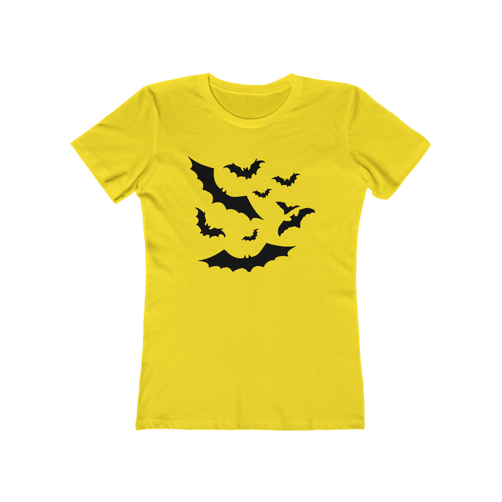 Bats Vintage Halloween Spooky Retro Women's T-shirt Solid Vibrant Yellow