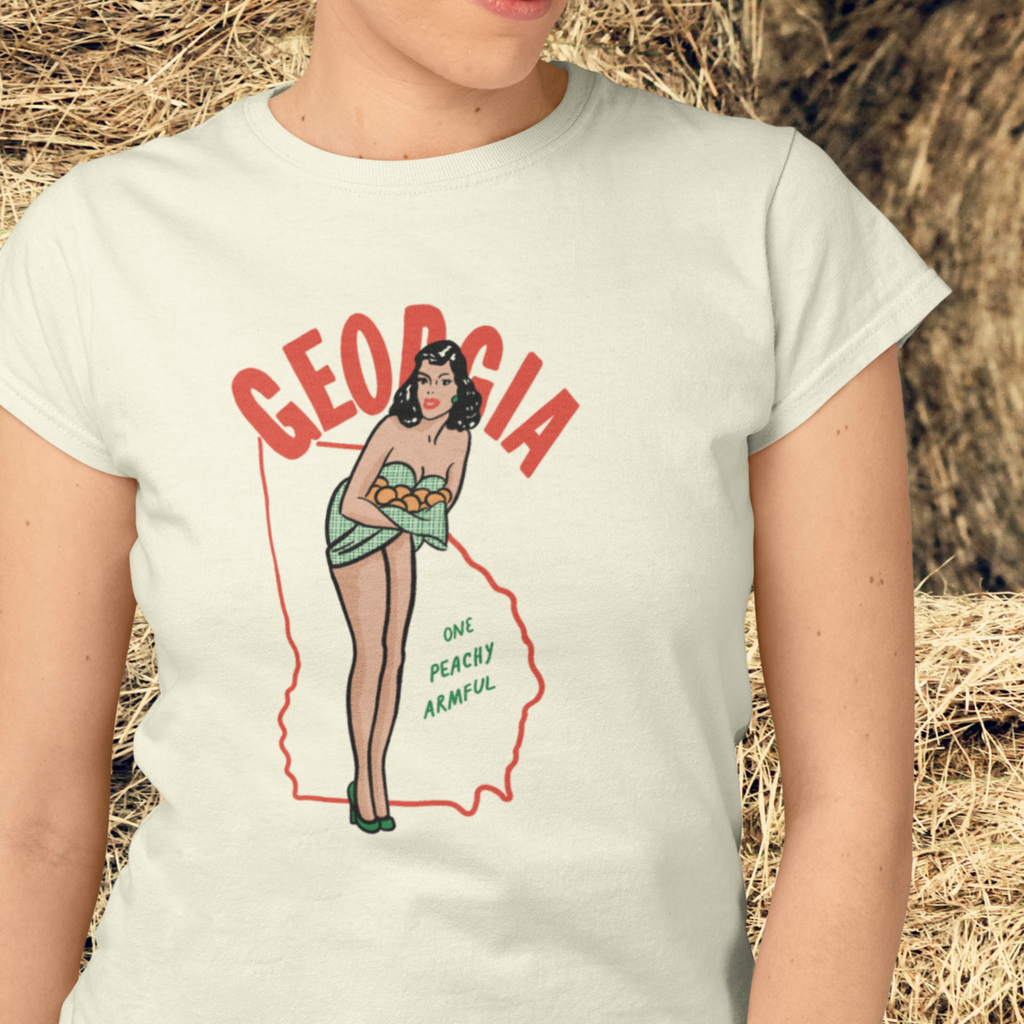Georgia Pin Up Ladies Cream T-shirt