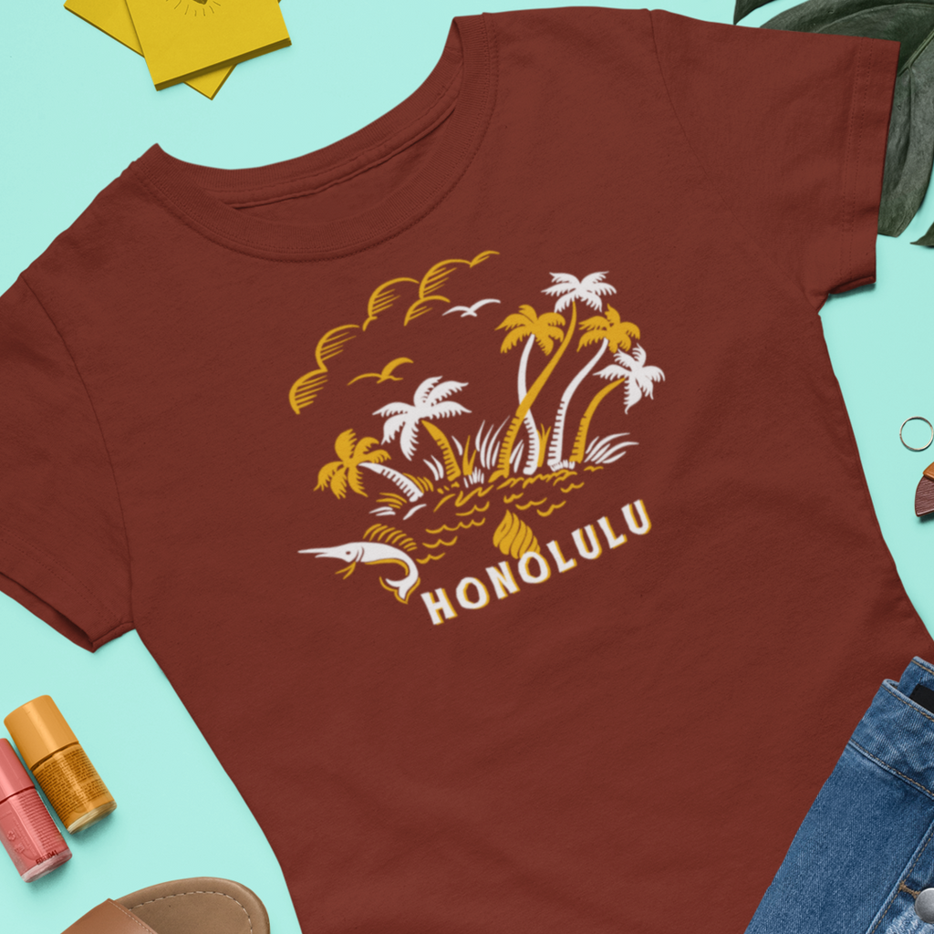 Honolulu Vintage Souvenir Tee Women's Premium Tshirt assorted colors