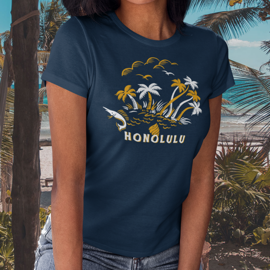 Honolulu Vintage Souvenir Tee Women's Premium Tshirt assorted colors