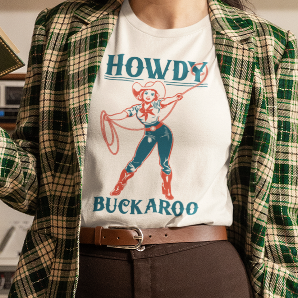 Howdy Buckaroo Retro Cowgirl Western Women's T-shirt