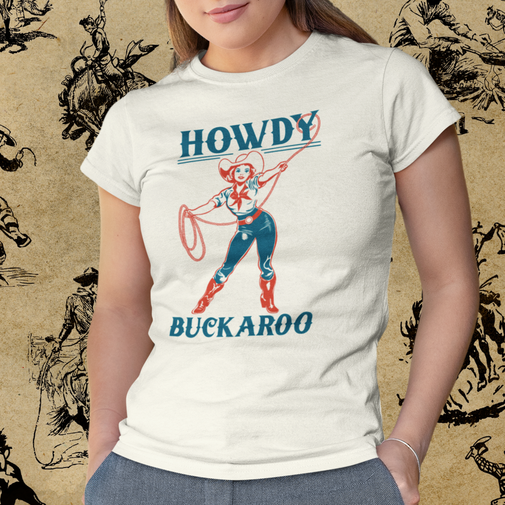 Howdy Buckaroo Retro Cowgirl Western Women's T-shirt