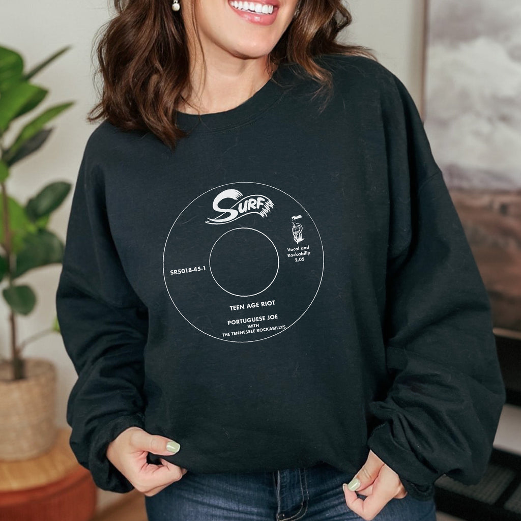Surf Records Women's Black Unisex Sweatshirt