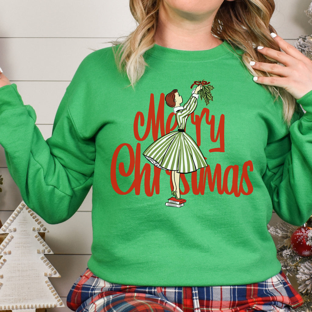 Merry Christmas Retro Lady Christmas- Women's Unisex Sweatshirt