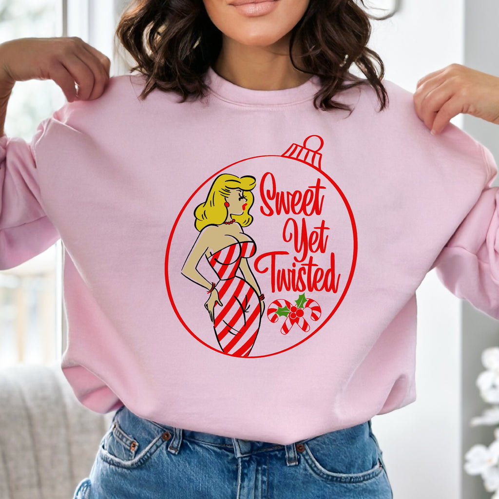 Sweet Yet Twisted - Pinup Christmas- Women's Unisex Sweatshirt Light Pink