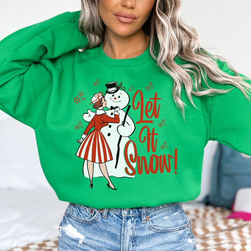 Let It Snow Retro Lady Christmas- Women's Unisex Sweatshirt Irish Green