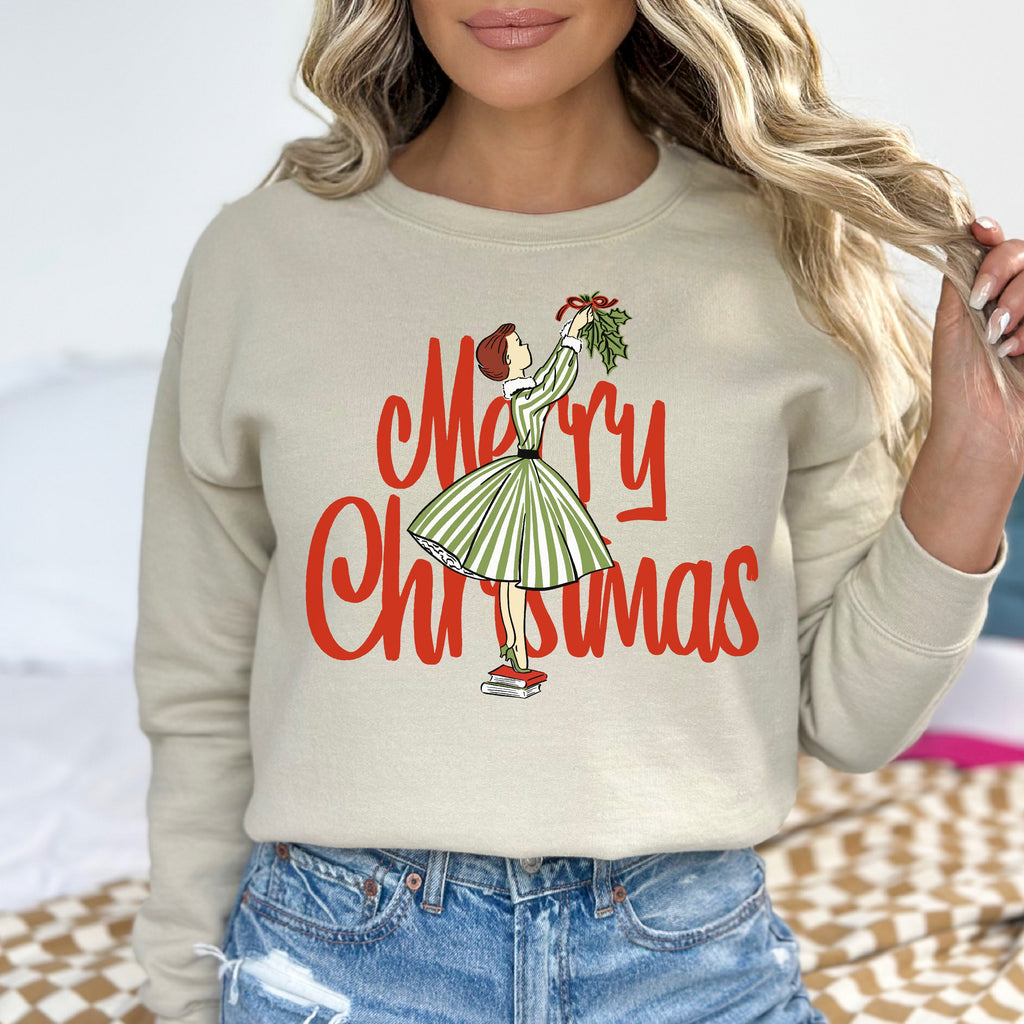 Merry Christmas Retro Lady Christmas- Women's Unisex Sweatshirt