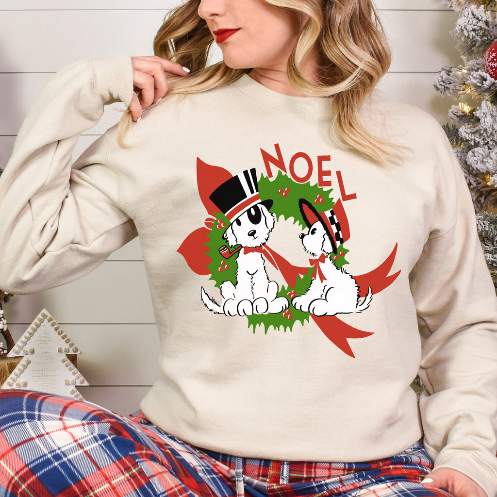 Retro Noel Christmas Puppies Women's Unisex Sweatshirt