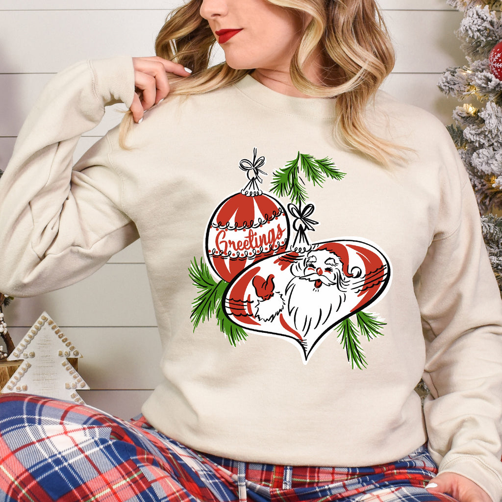 Retro Santa Christmas Ornament Women's Unisex Sweatshirt