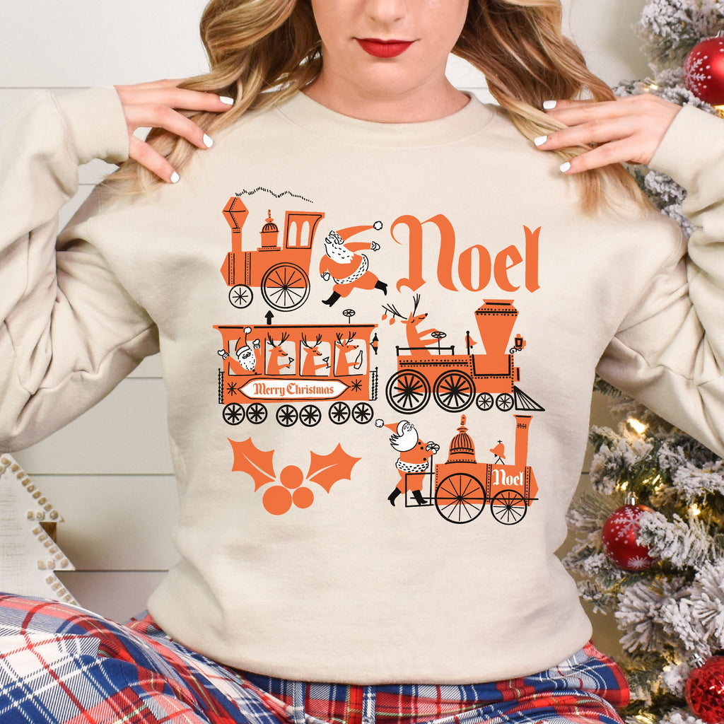 Santa Reindeer Christmas Train Women's Unisex Sweatshirt
