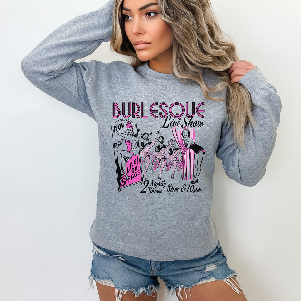 Retro Burlesque Poster Unisex Sweatshirt - Assorted Colors Sport Grey