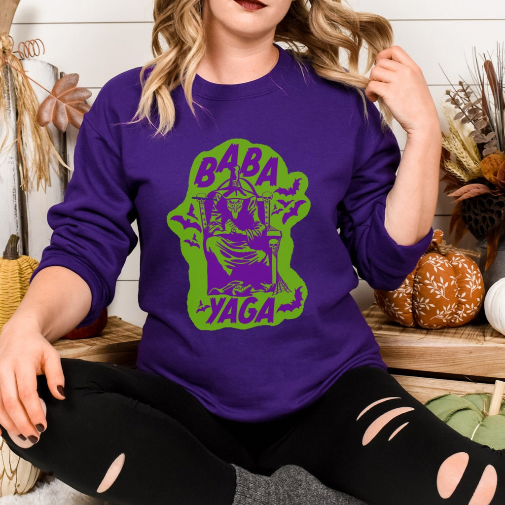 Witch Baba Yaga Vintage Halloween Spooky Unisex Sweatshirt in 2 Assorted Colors