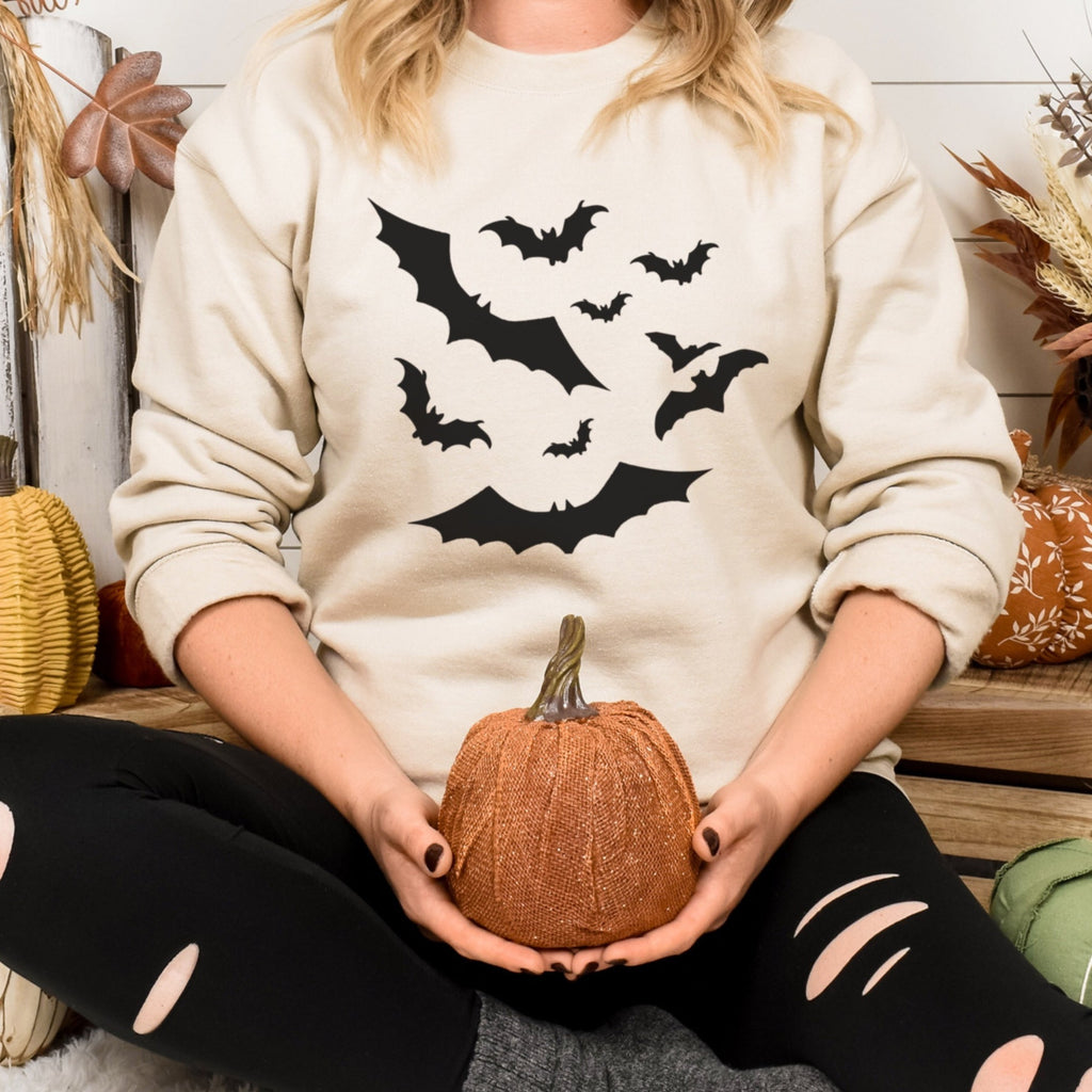 Bats Vintage Halloween Spooky Unisex Sweatshirt in 5 Assorted Colors