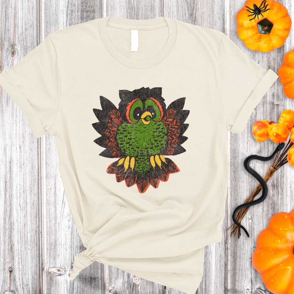 Retro Owl Vintage Halloween Women's T-shirt in 4 Assorted Colors