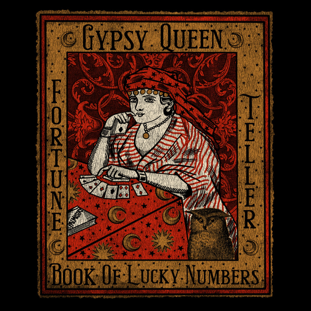 Gypsy Queen Fortune Telling Cards Vintage Halloween Soft Black Cotton Women's T-shirt