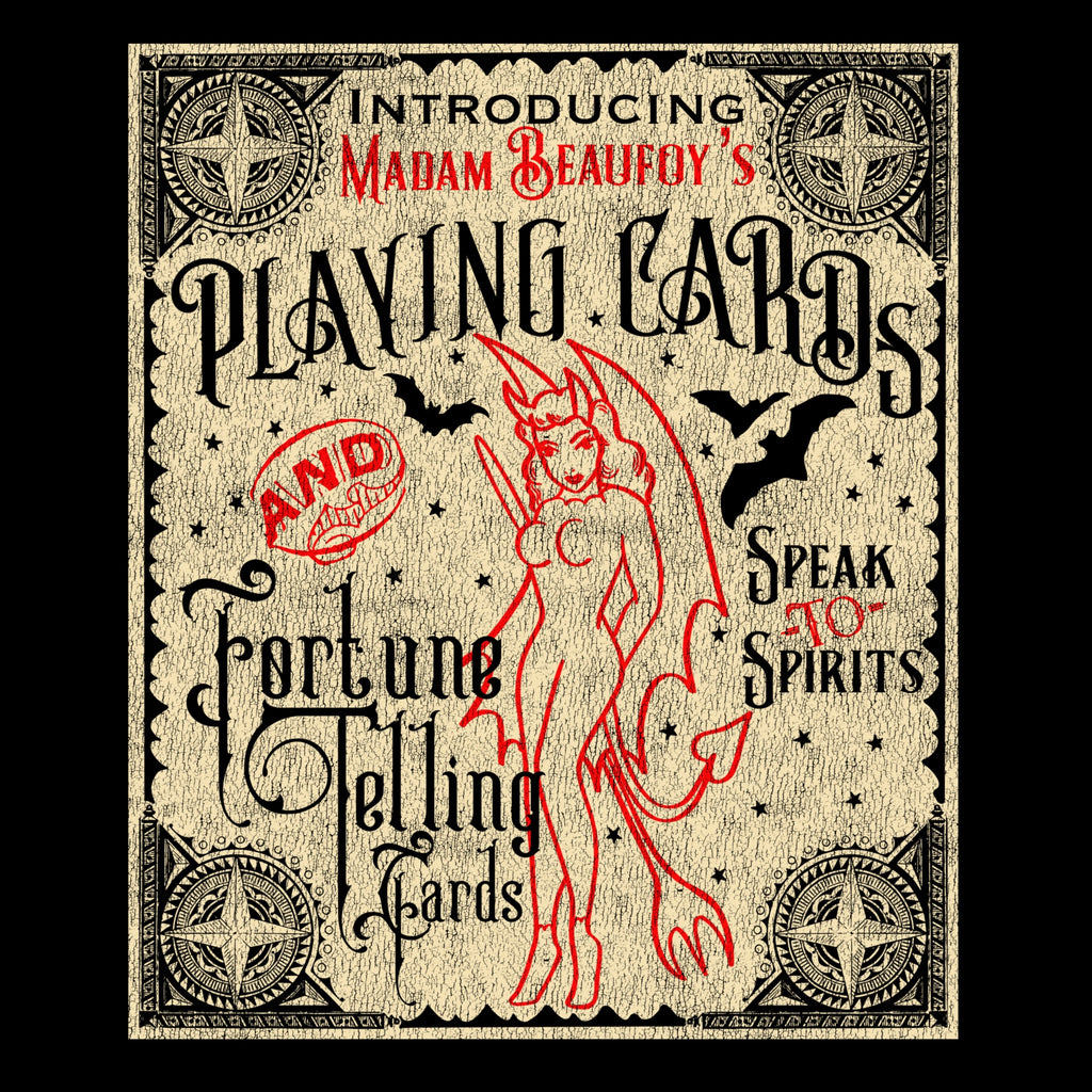 Fortune Telling Card Game Vintage Halloween Soft Black Cotton Women's T-shirt