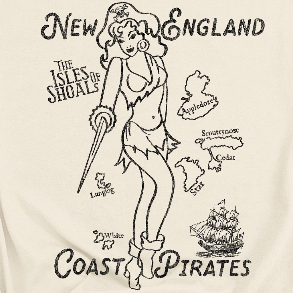 New England Pirate Woman - Isle of Shoals - Vintage Pinup Soft Cream Cotton Women's T-shirt