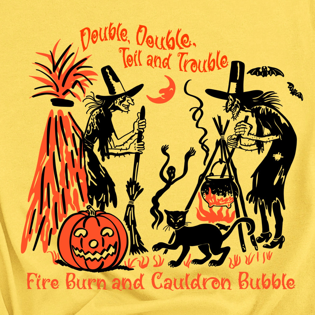 Vintage Halloween Witch Cauldron Bubble Retro Women's T-shirt in 2 Assorted Colors
