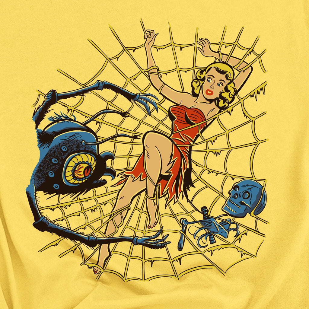 Vintage Horror Pinup Spider Web Retro Halloween Crewneck Women's Sweatshirt
