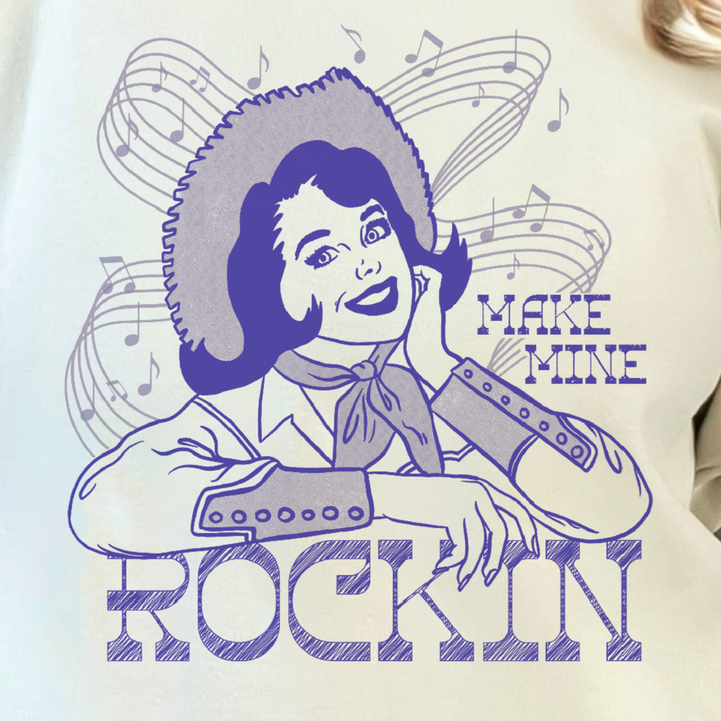 Country Western Music Vintage Cowgirl - Make Mine Rockin - Women's Sweatshirt