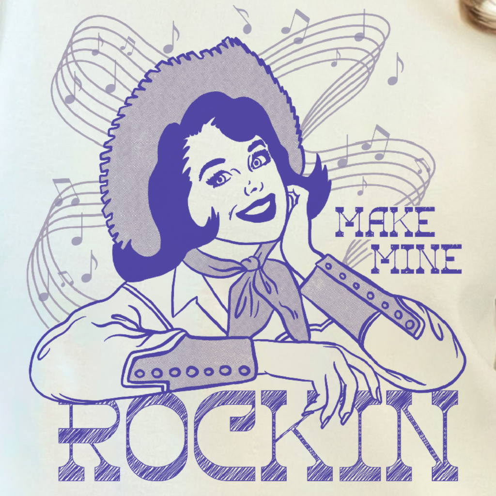 Country Western Music Vintage Cowgirl - Make Mine Rockin - Men's Sweatshirt