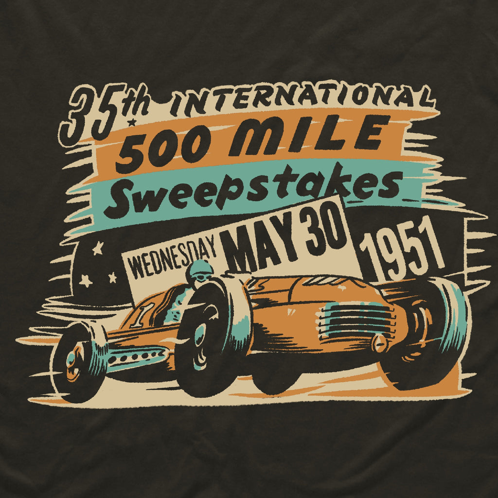 Hot Rod Racing - Vintage 1951 500 Miles Sweepstakes - Premium Black Cotton Men's T-shirt