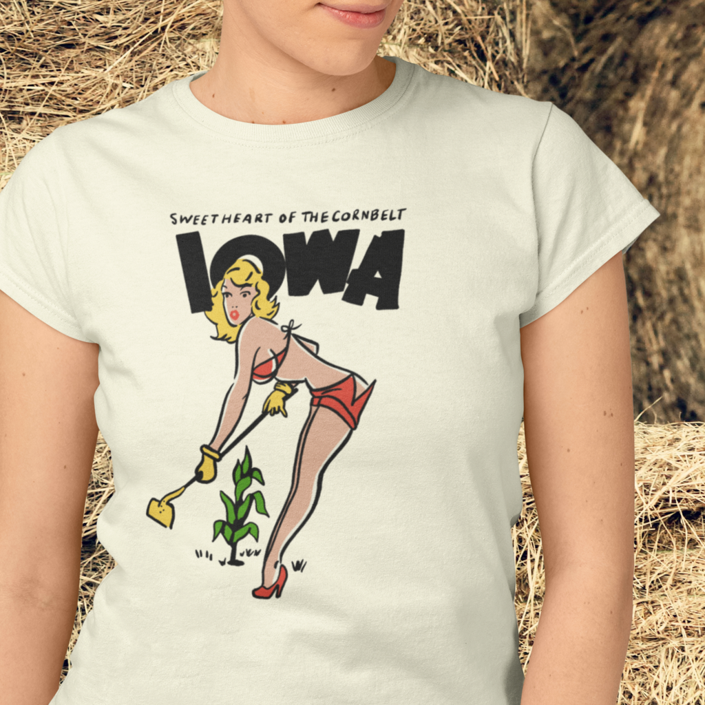 Iowa Pin Up Ladies Cream T-shirt