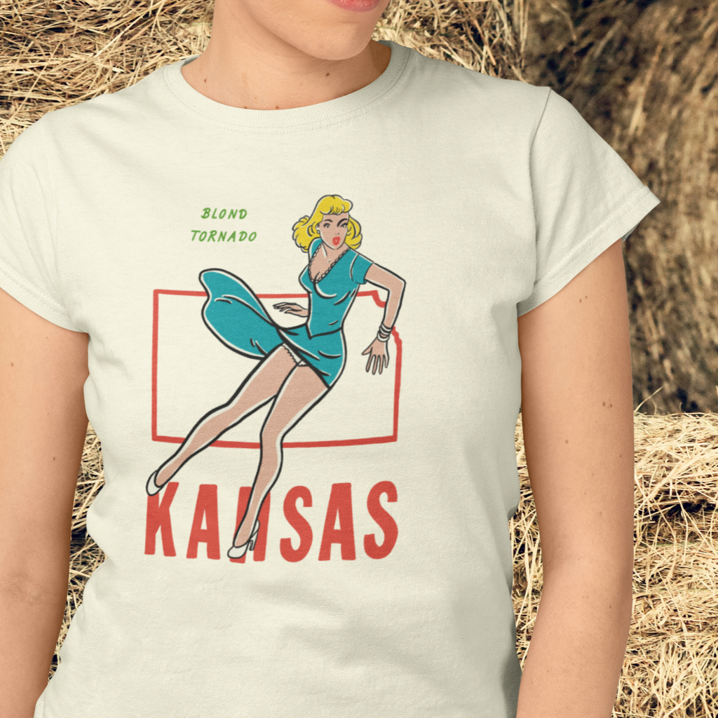 Kansas Pin Up Ladies Cream T-shirt