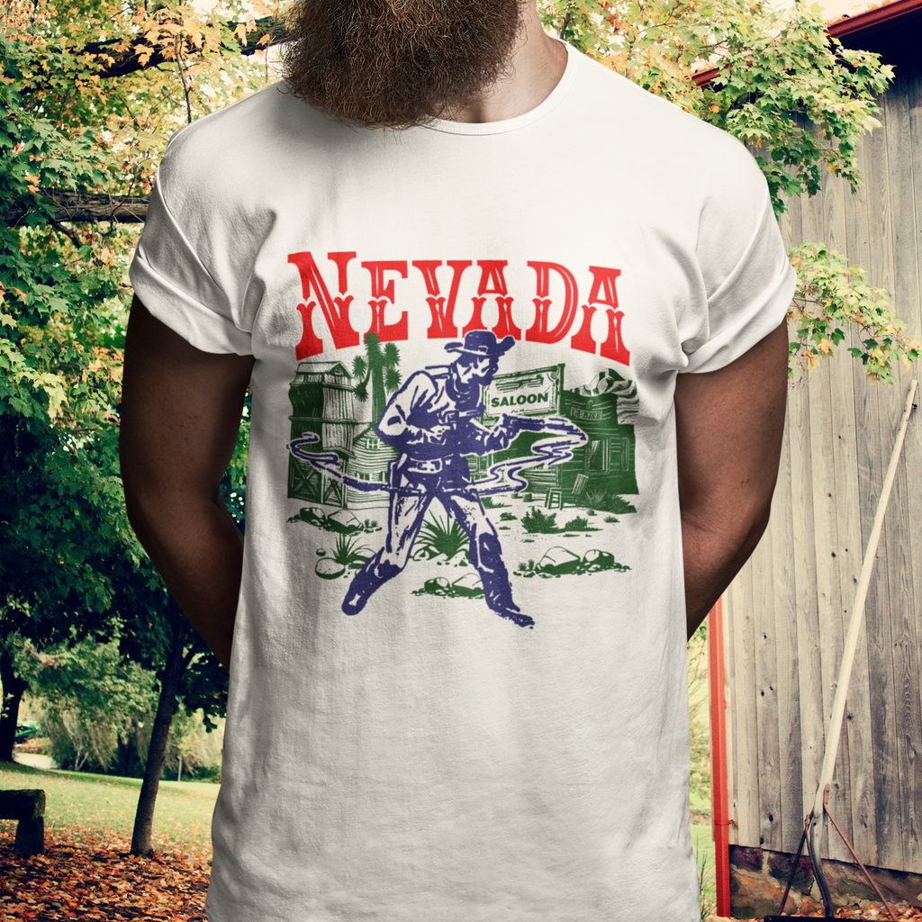 Nevada Wild West Gunslinger Retro Men's Premium Cream Cotton T-shirt