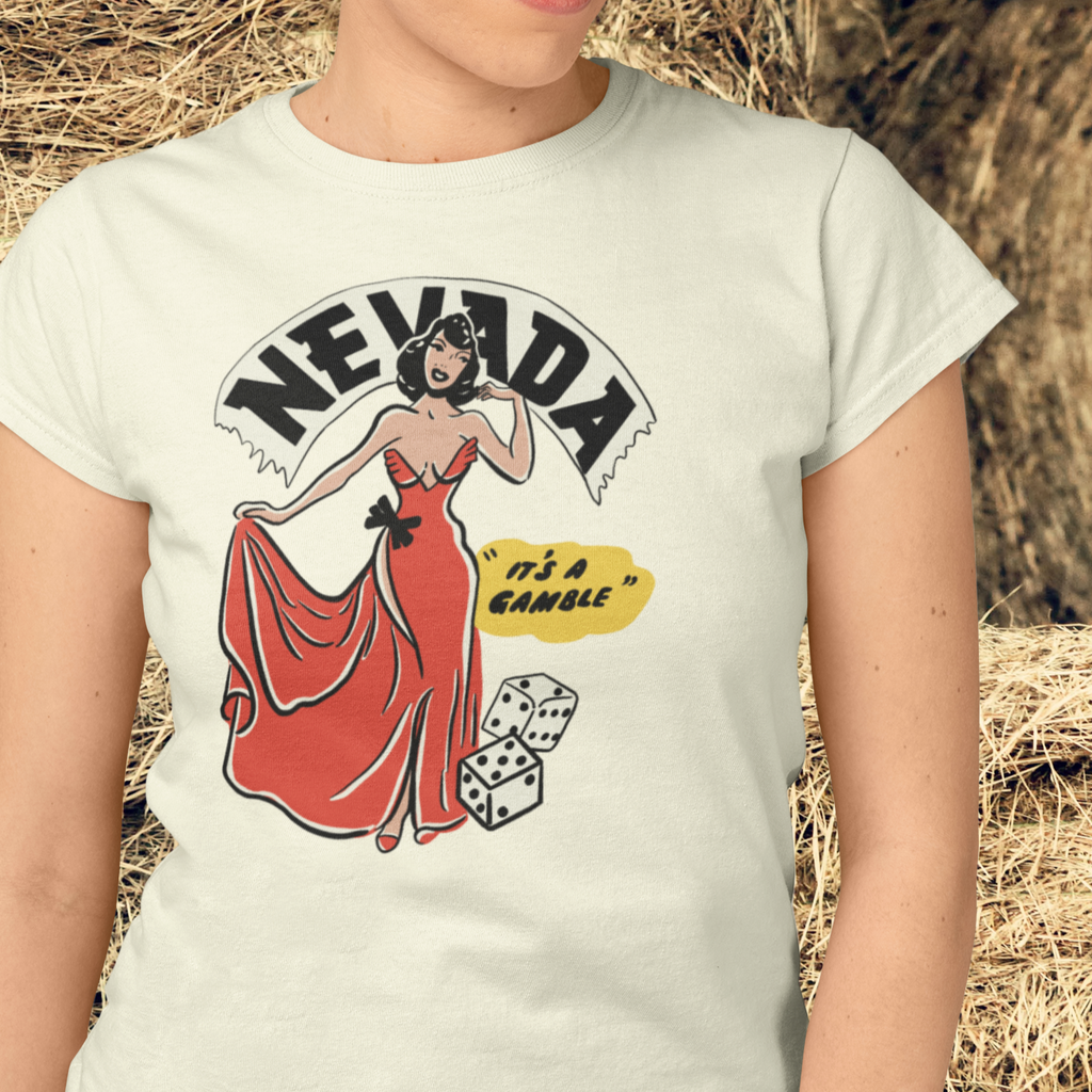 Nevada Pin Up Ladies Cream T-shirt