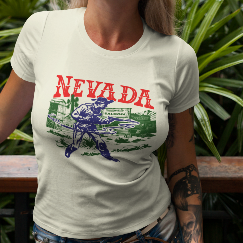 Nevada Wild West Ghost Town Gunslinger Ladies Premium Cream Cotton T-shirt