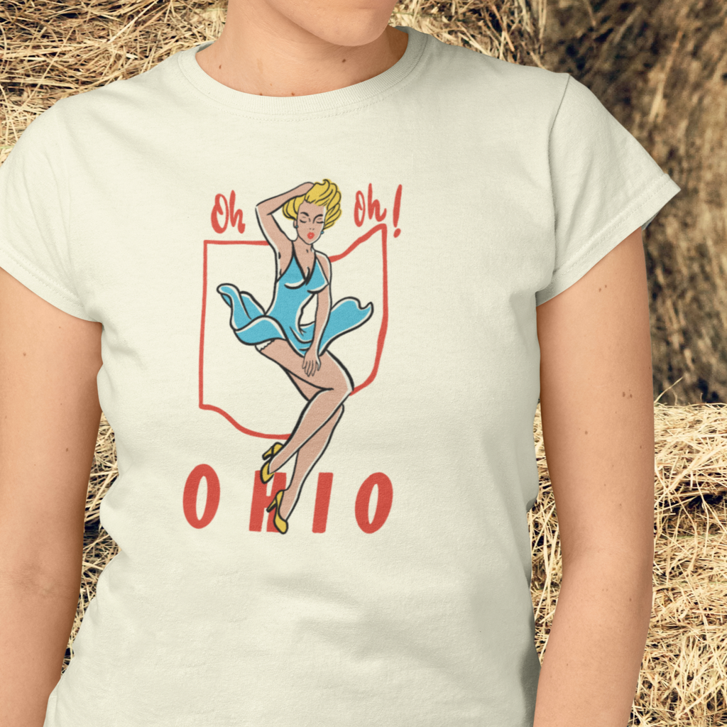 Ohio Pin Up Ladies Cream T-shirt