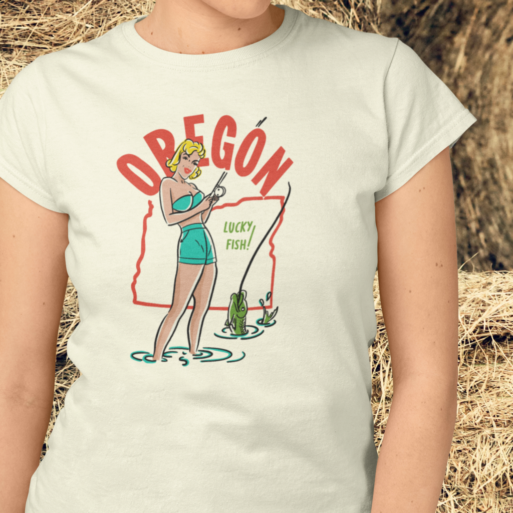 Oregon Pin Up Ladies Cream T-shirt