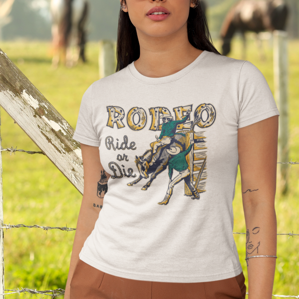 Rodeo Ride or Die Retro Western Women's T-shirt