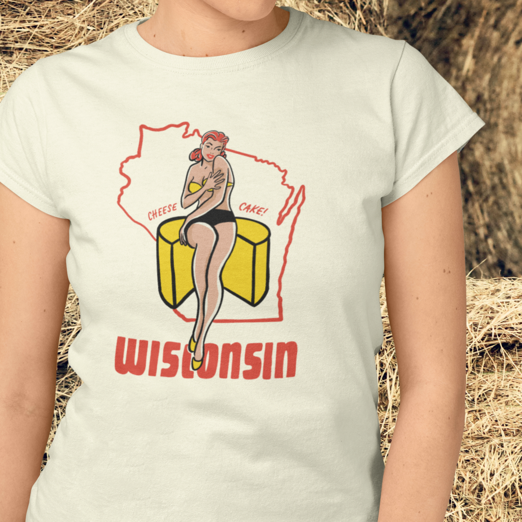 Wisconsin Pin Up Ladies Cream T-shirt