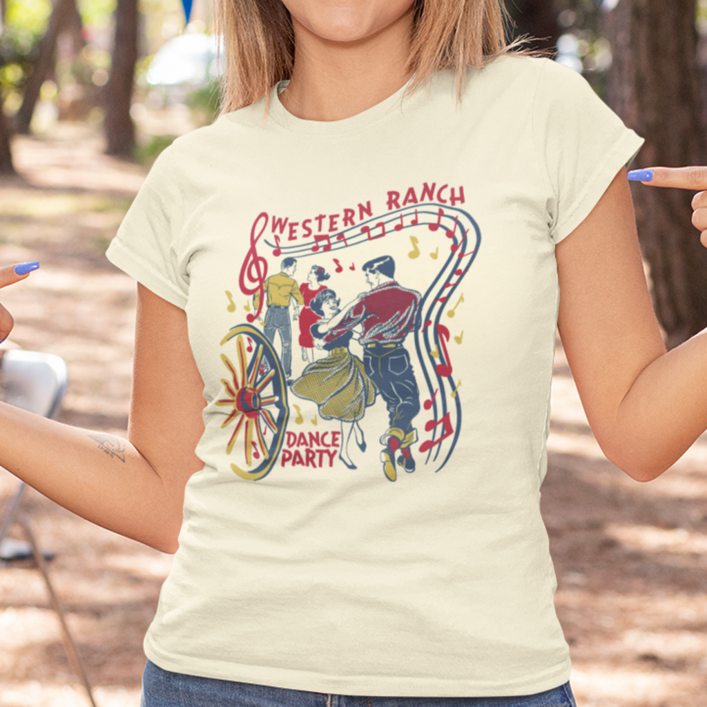 Cowboy Western Ranch Party Vintage Dance Hall Soft Natural Cotton Women's T-shirt