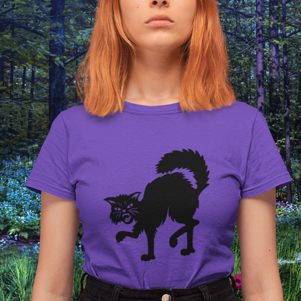 Vintage Halloween Scaredy Cat Retro Women's T-shirt in 6 Assorted Colors