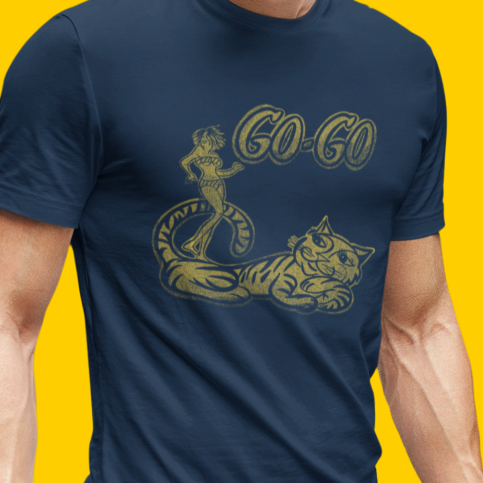 Go-Go Cat! Go-Go Dancer Men's Premium Cotton T-shirt in 3 Assorted Colors