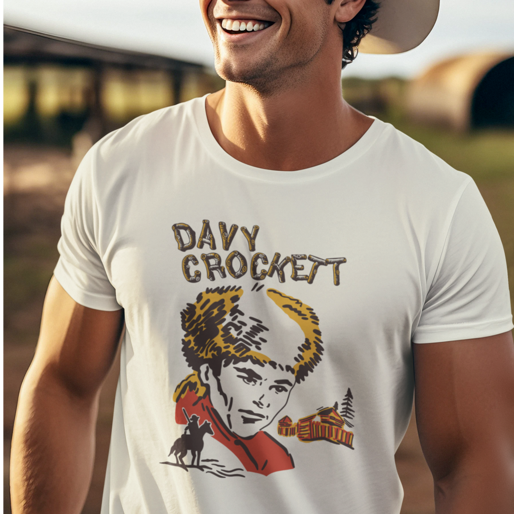 Vintage 1950s Davy Crockett Western Men's Cream T-shirt