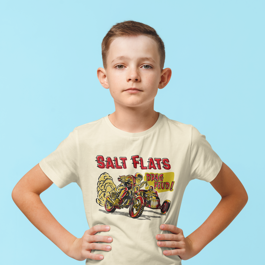 Salt Flats Drag Feud Youth Boys & Girls Cream T-Shirt