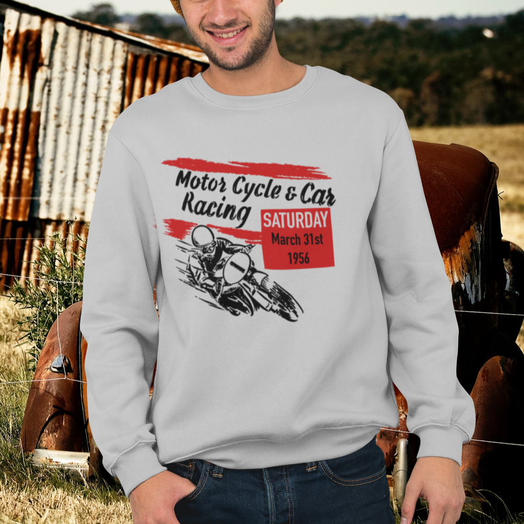 Motorcycle and Car Racing Crewneck Sweatshirt assorted colors