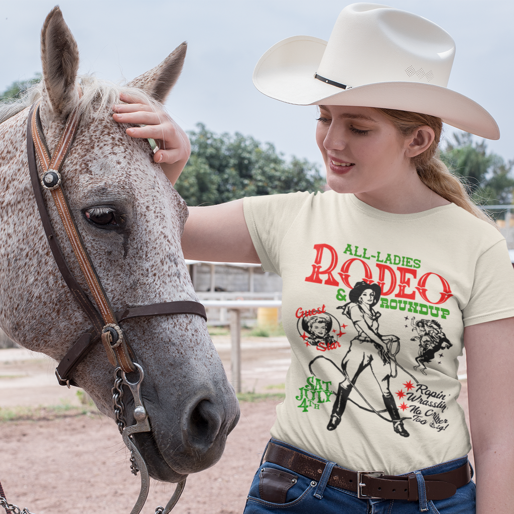 Rodeo Poster, All-Ladies Rodeo, Premium Cream Cotton Women's T-shirt