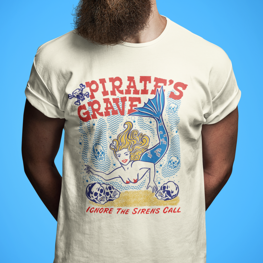 Pirate's Grave Mermaid Unisex Men's Premium Cream Cotton T-shirt