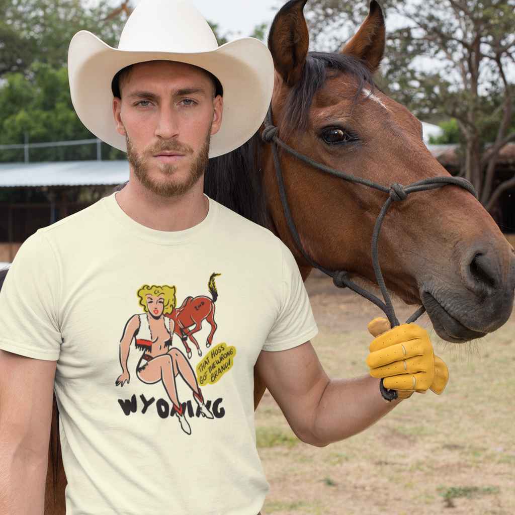 Wyoming Pin Up Men's Cream T-shirt