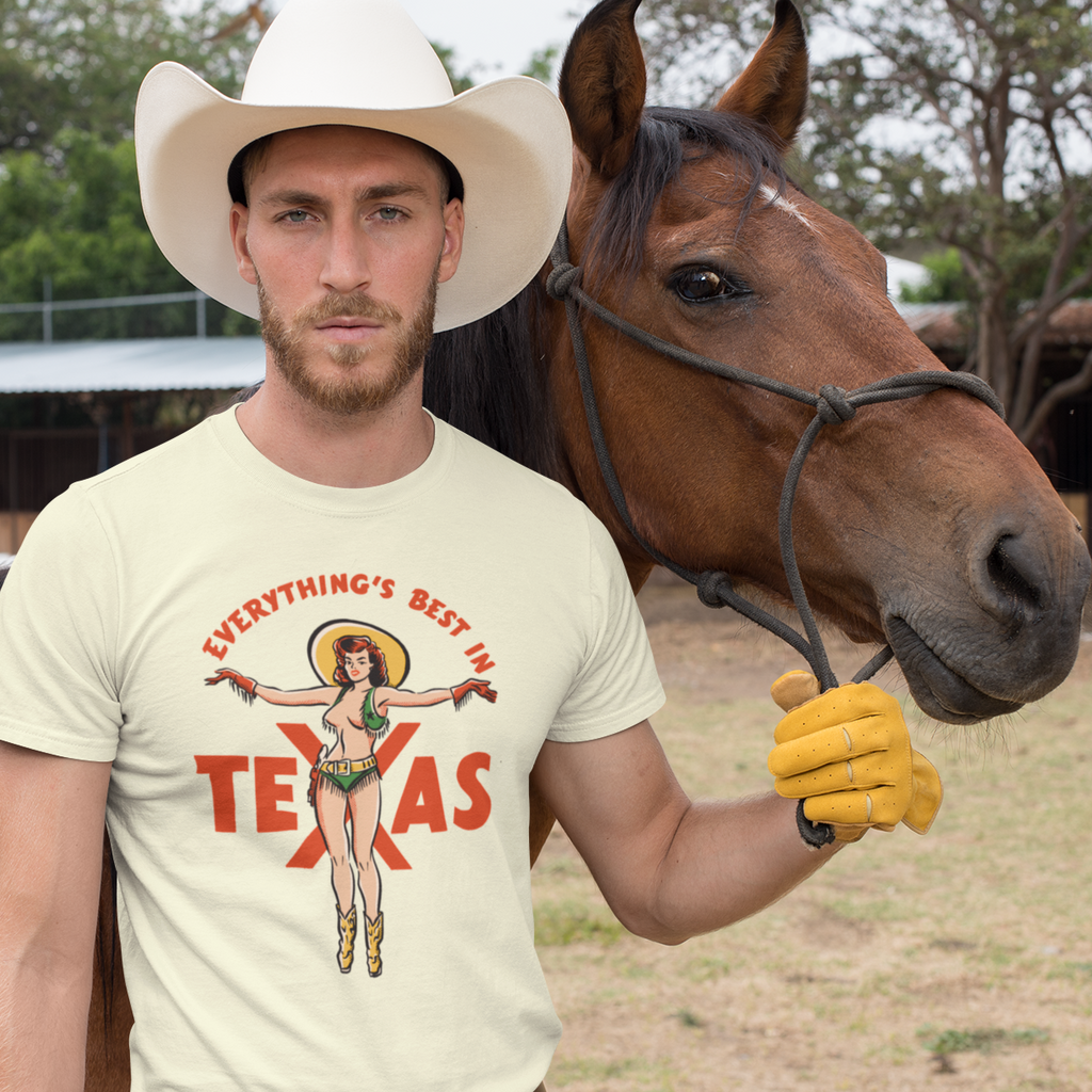 Texas Pin Up Men's Cream T-shirt
