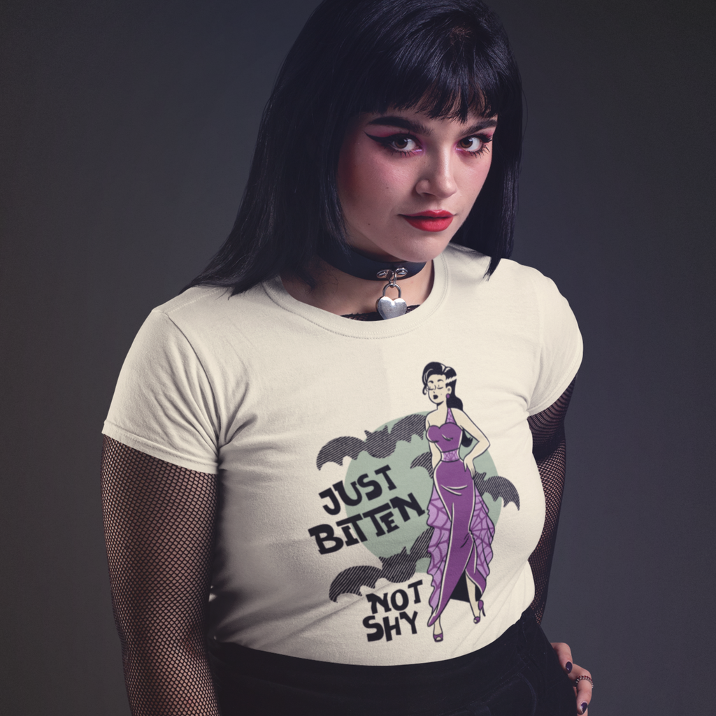 Just Bitten Not Shy Vampiress Premium Cotton Women's T-shirt