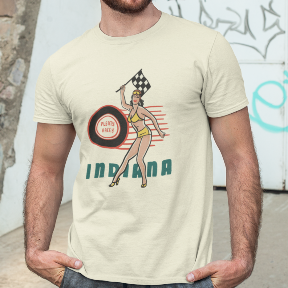 Indiana Racing Pin Up Men's Cream T-shirt