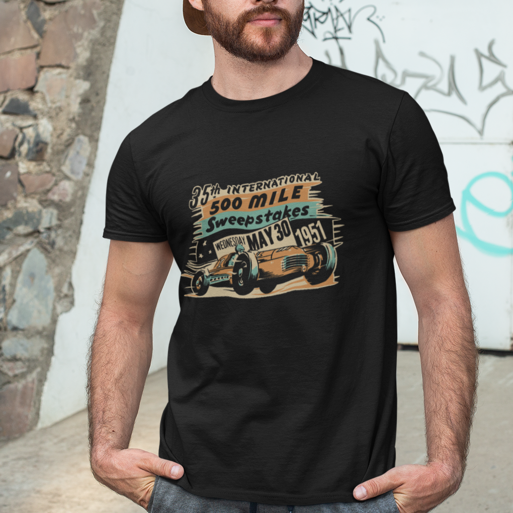 Hot Rod Racing - Vintage 1951 500 Miles Sweepstakes - Premium Black Cotton Men's T-shirt