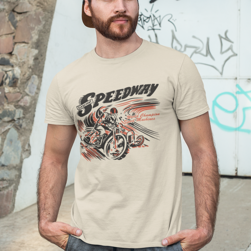 Claremont Speedway Men's Cream T-shirt