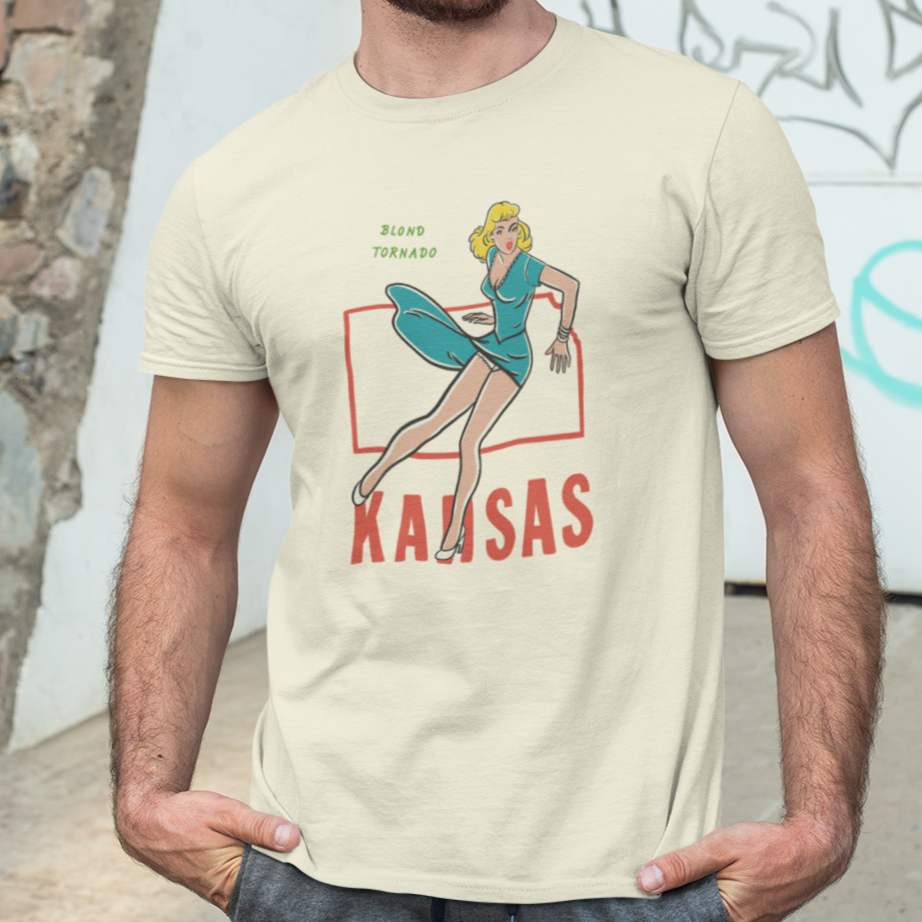 Kansas Pin Up Men's Cream T-shirt